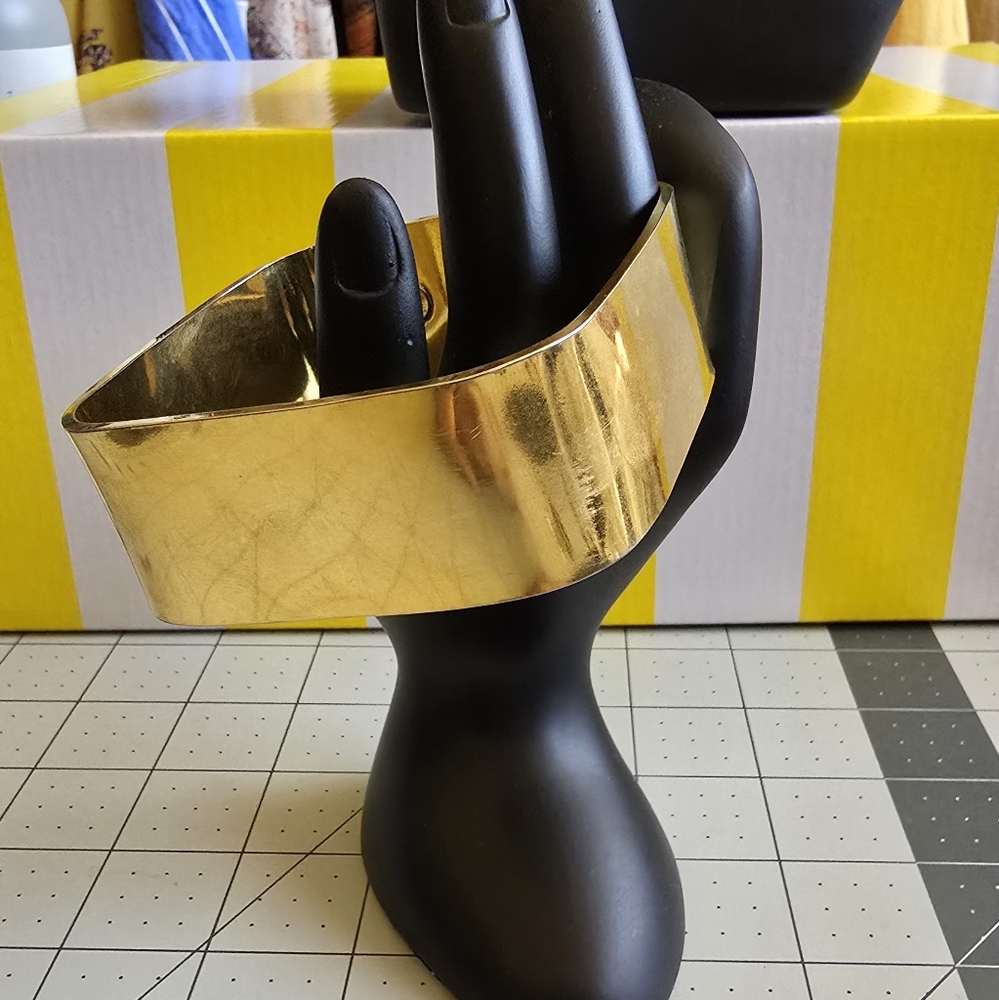 Marthe Sturdy Modernist Gold Square Cuff Bracelet